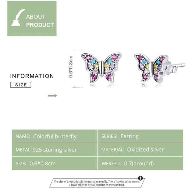 Nowe, przepiękne kolczyki motylki z 925 srebra dla dziewczyny - Bamoer GAE514 - Wianko - 10