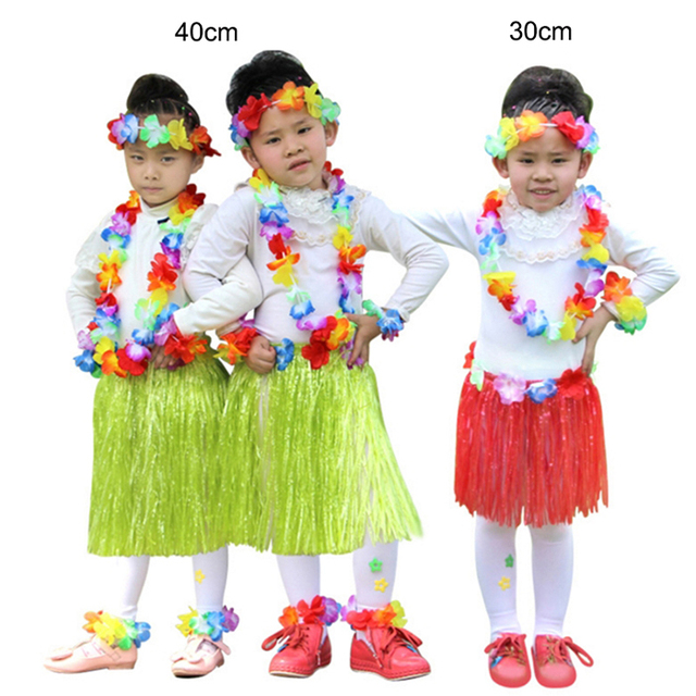 Hawajskie hula spódnice z plastikowych włókien: 30/40/60/80 cm - kwiatowe kostiumy do tańca i imprezy na plaży - Wianko - 13