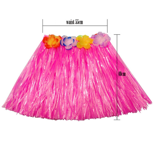 Hawajskie hula spódnice z plastikowych włókien: 30/40/60/80 cm - kwiatowe kostiumy do tańca i imprezy na plaży - Wianko - 4