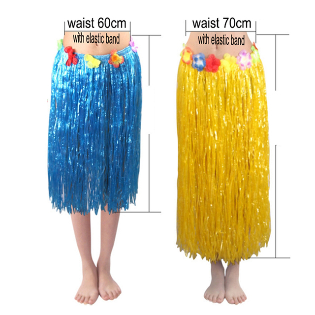 Hawajskie hula spódnice z plastikowych włókien: 30/40/60/80 cm - kwiatowe kostiumy do tańca i imprezy na plaży - Wianko - 5