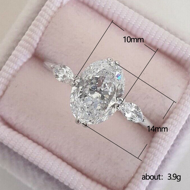 Luksusowy owalny kryształowy pierścień z kamieniem dla kobiet - moda ślubna, srebrny, zaręczynowy, biżuteria wieczności - Wianko - 8