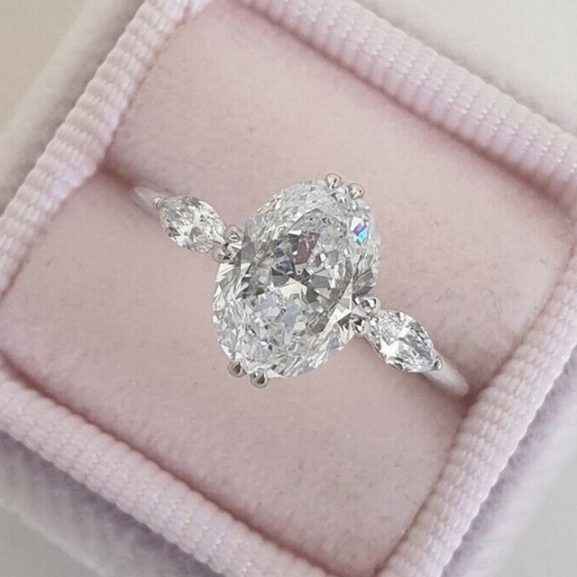 Luksusowy owalny kryształowy pierścień z kamieniem dla kobiet - moda ślubna, srebrny, zaręczynowy, biżuteria wieczności - Wianko - 7