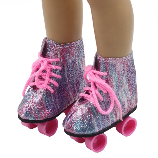 Buty dla lalek wysokiej jakości 43cm delikatne fioletowo-niebieskie zabawki dla noworodków i dzieci American 18 cali dziewczynki - Wianko - 13