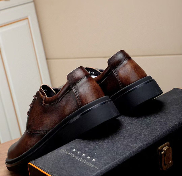 Męskie skórzane buty jesienne/zimowe, markowe, brytyjskiego stylu, retro - Wianko - 6