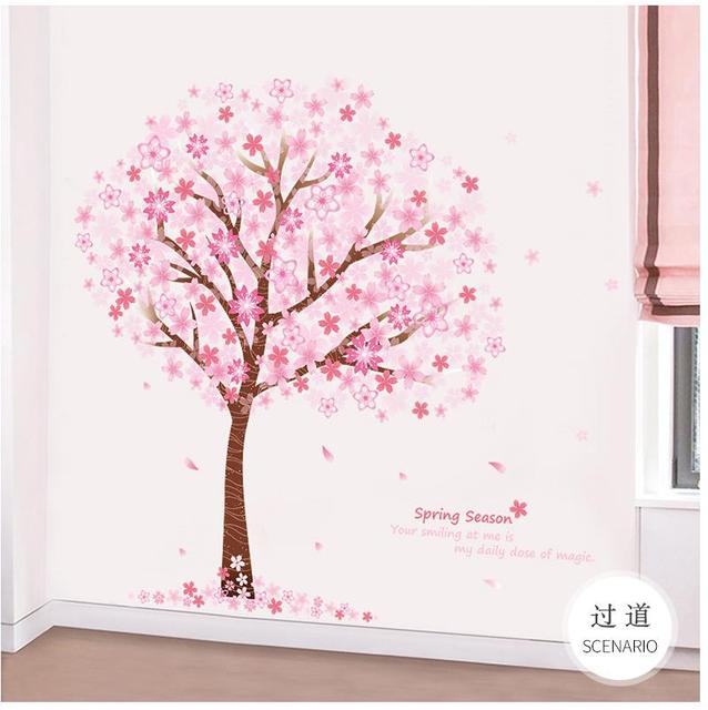 Różowa ściana kwiatów - dekoracja ściany naklejki samoprzylepne do sypialni, pokoju dziewczynki i salonu - Art. No. XXX - Wianko - 4