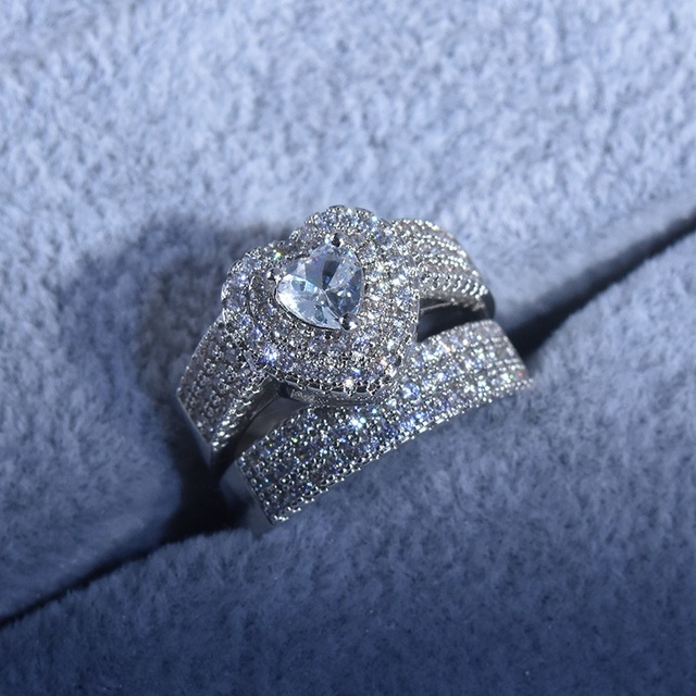 Romantyczny pierścionek dla kobiet z wyciętym sercem i rzadkimi kamieniami - Wianko - 3