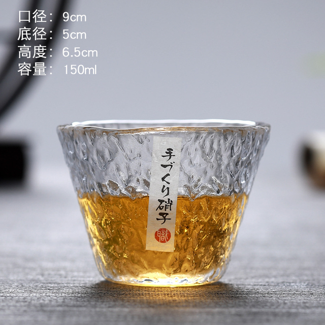 Japoński kubek szklany na herbatę, kawę i wodę, odporny na ciepło, przezroczysty młotek - Wianko - 2