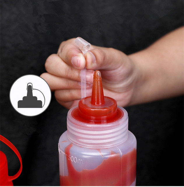 Pusta butelka plastikowa Squeeze Squirt z skalą, pojemność: 250ML, 340ML, 680ML - sos pomidorowy/sałatkowy - Wianko - 4