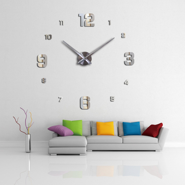 Kreatywny zegar ścienny 3D z efektem lustra i wymiennymi naklejkami - Deco salon kwarcowy - Wianko - 1