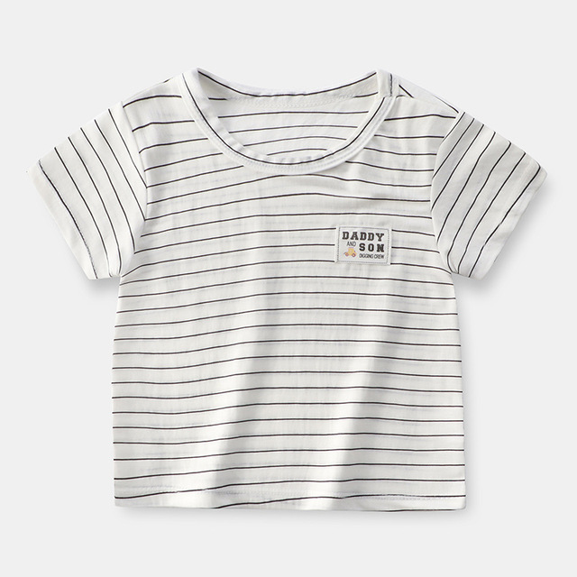 T-shirty dziecięce w paski dla chłopców i dziewcząt z krótkim rękawem - Wianko - 7