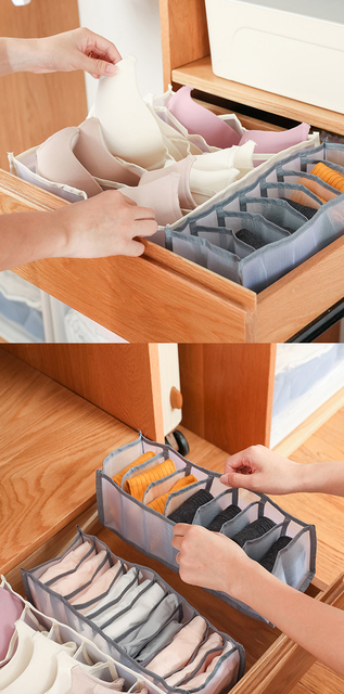 Organizer do przechowywania bielizny 6/7/11 siatki - oddzielone pojemniki na biustonosze, skarpetki, figi | Składana skrzynka dla szuflad - Wianko - 4