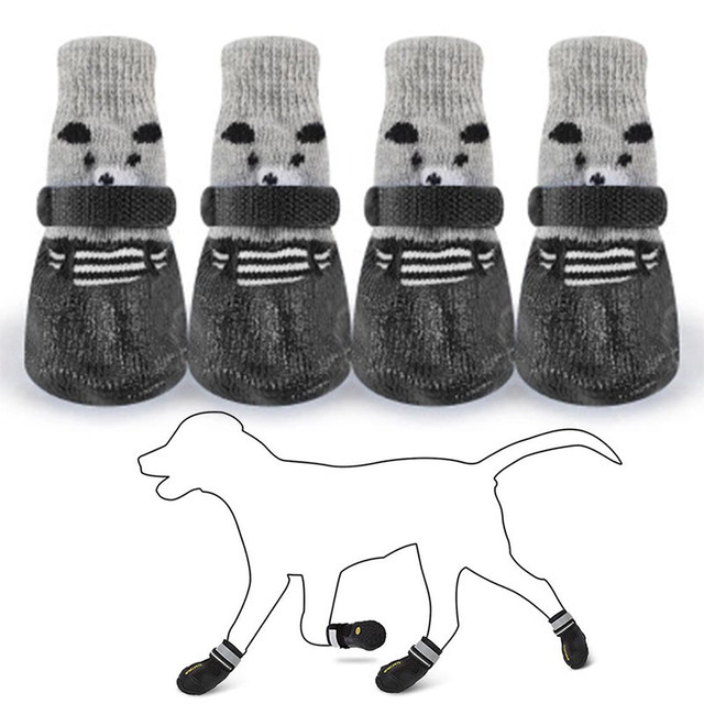 Zestaw 4 sztuk butów bawełnianych dla psa - wodoodporne, antypoślizgowe, chroniące przed deszczem, śniegiem - dla szczeniąt, małych i dużych kotów - Wianko - 5