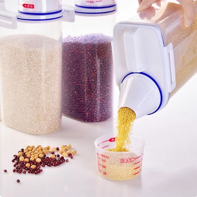Pojemnik na ryż i mąkę - 2L, cylinder, plastikowa obudowa - Wianko - 4