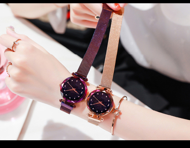 Elegancki zegarek damski siatka z różowego złota, geometryczna powierzchnia, magnetyczna klamra, kwarcowy - Wianko - 13