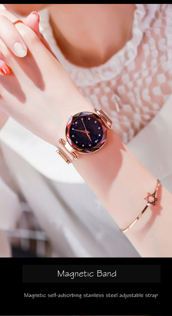 Elegancki zegarek damski siatka z różowego złota, geometryczna powierzchnia, magnetyczna klamra, kwarcowy - Wianko - 10