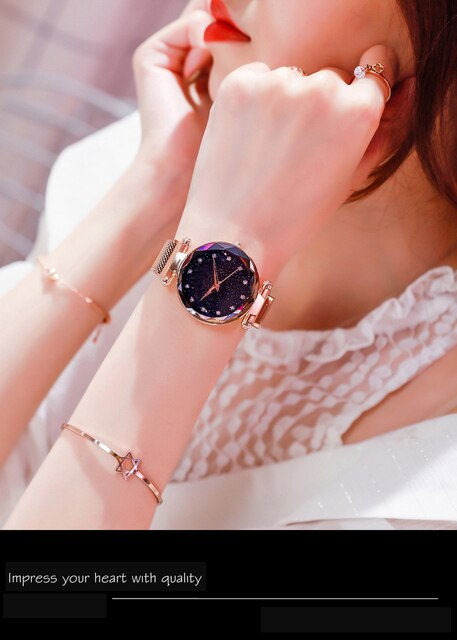 Elegancki zegarek damski siatka z różowego złota, geometryczna powierzchnia, magnetyczna klamra, kwarcowy - Wianko - 11