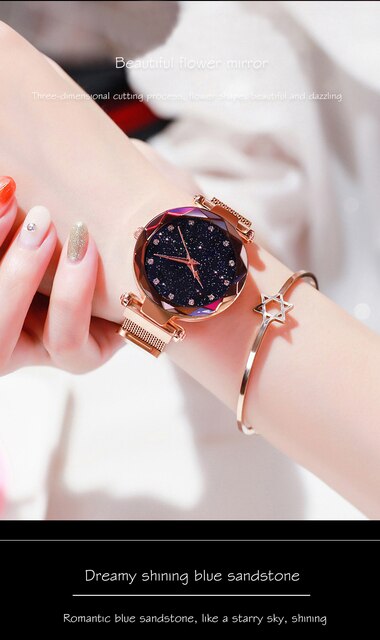 Elegancki zegarek damski siatka z różowego złota, geometryczna powierzchnia, magnetyczna klamra, kwarcowy - Wianko - 4