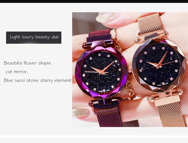 Elegancki zegarek damski siatka z różowego złota, geometryczna powierzchnia, magnetyczna klamra, kwarcowy - Wianko - 6
