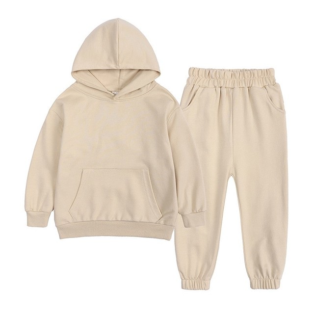 Zimowy zestaw odzieży dla chłopców 2021 - jednolity kolor, plus polar ciepły Sweterszirt - sportowa odzież dziewczęca - Wianko - 3