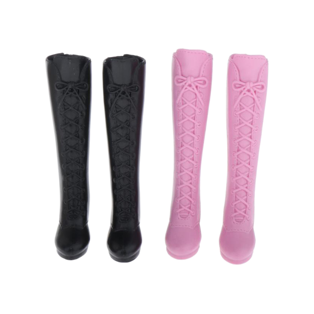 2 pary sznurowanych butów w różowym, czarnym i białym dla lalki Blythe BJD Licca Momoko Azone - 30cm - Wianko - 1