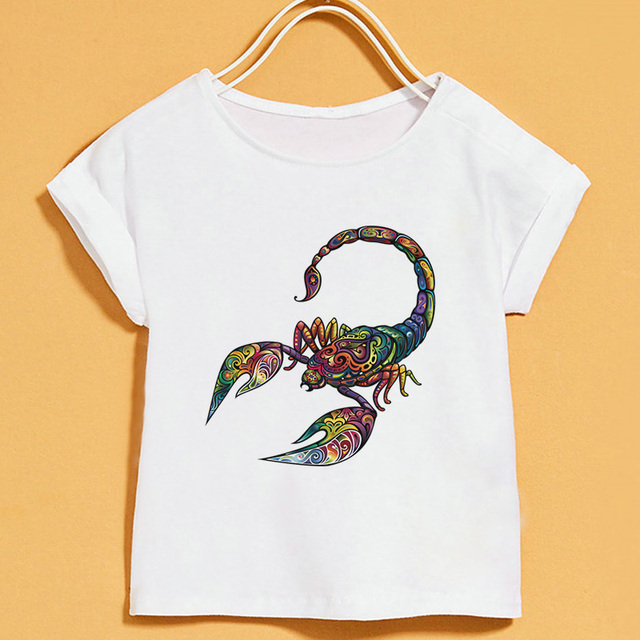 Nowy T-shirt dla dzieci | Lato 2019 | Zwierzęce nadruki | Dziewczęcy | Biały | Krótki rękaw | Okrągły dekolt - Wianko - 2