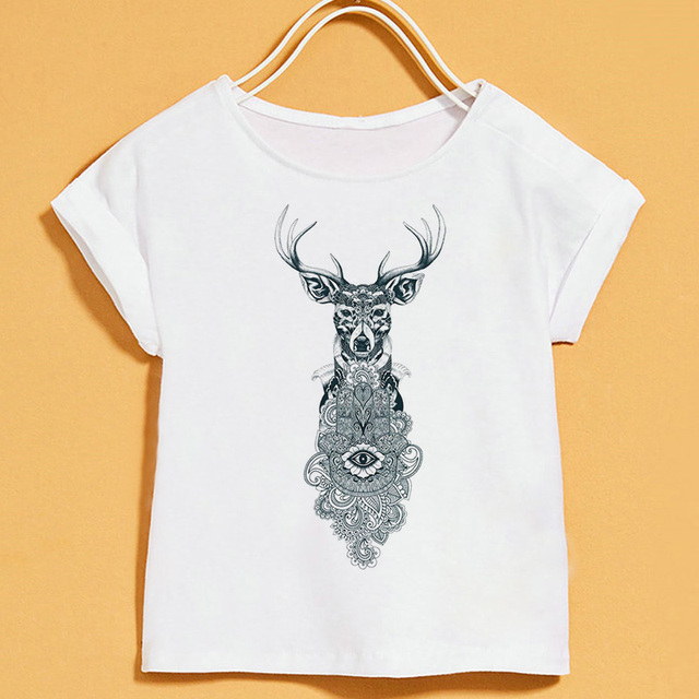 Nowy T-shirt dla dzieci | Lato 2019 | Zwierzęce nadruki | Dziewczęcy | Biały | Krótki rękaw | Okrągły dekolt - Wianko - 19