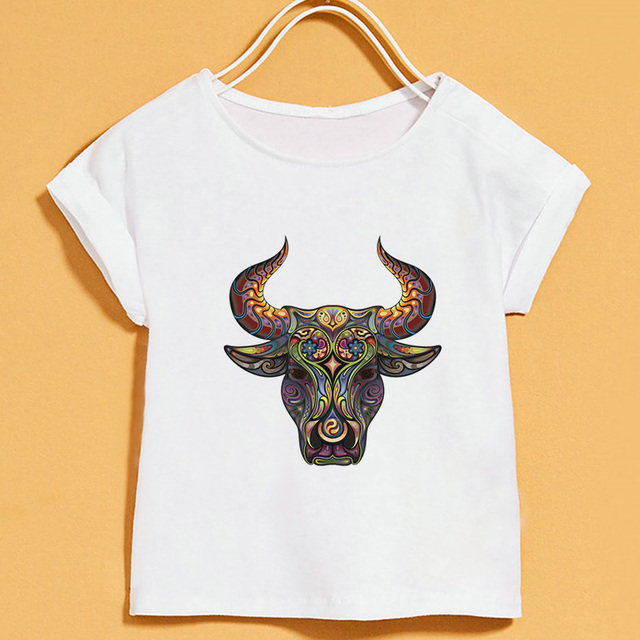 Nowy T-shirt dla dzieci | Lato 2019 | Zwierzęce nadruki | Dziewczęcy | Biały | Krótki rękaw | Okrągły dekolt - Wianko - 7