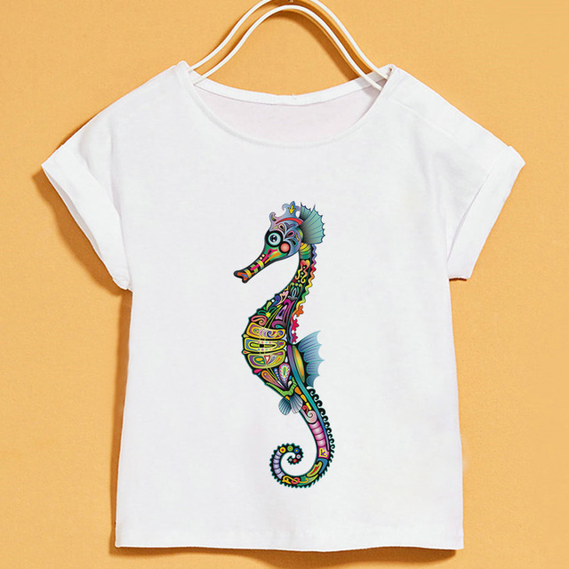 Nowy T-shirt dla dzieci | Lato 2019 | Zwierzęce nadruki | Dziewczęcy | Biały | Krótki rękaw | Okrągły dekolt - Wianko - 14