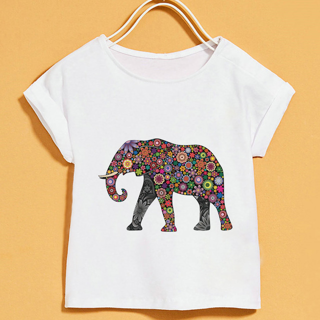 Nowy T-shirt dla dzieci | Lato 2019 | Zwierzęce nadruki | Dziewczęcy | Biały | Krótki rękaw | Okrągły dekolt - Wianko - 12