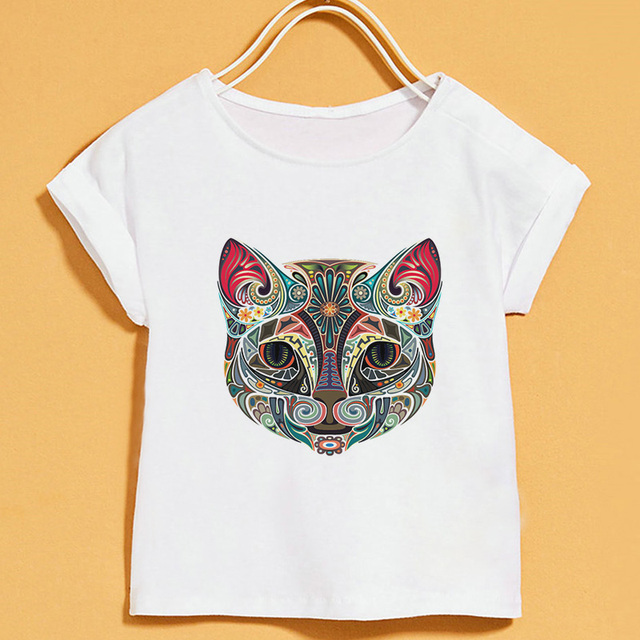 Nowy T-shirt dla dzieci | Lato 2019 | Zwierzęce nadruki | Dziewczęcy | Biały | Krótki rękaw | Okrągły dekolt - Wianko - 4