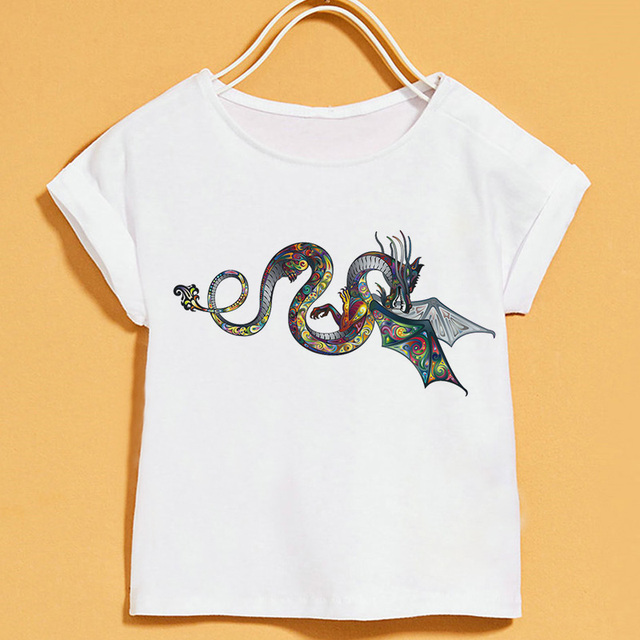 Nowy T-shirt dla dzieci | Lato 2019 | Zwierzęce nadruki | Dziewczęcy | Biały | Krótki rękaw | Okrągły dekolt - Wianko - 6