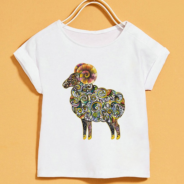 Nowy T-shirt dla dzieci | Lato 2019 | Zwierzęce nadruki | Dziewczęcy | Biały | Krótki rękaw | Okrągły dekolt - Wianko - 18
