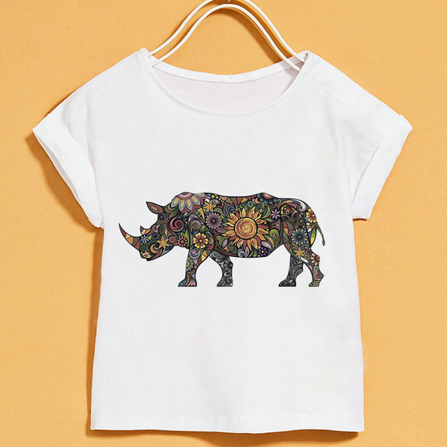 Nowy T-shirt dla dzieci | Lato 2019 | Zwierzęce nadruki | Dziewczęcy | Biały | Krótki rękaw | Okrągły dekolt - Wianko - 10