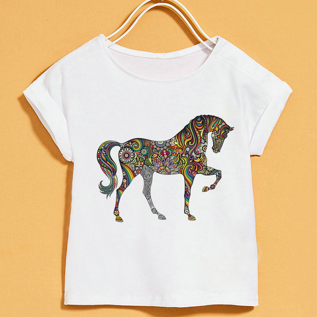 Nowy T-shirt dla dzieci | Lato 2019 | Zwierzęce nadruki | Dziewczęcy | Biały | Krótki rękaw | Okrągły dekolt - Wianko - 8