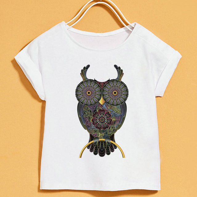 Nowy T-shirt dla dzieci | Lato 2019 | Zwierzęce nadruki | Dziewczęcy | Biały | Krótki rękaw | Okrągły dekolt - Wianko - 11