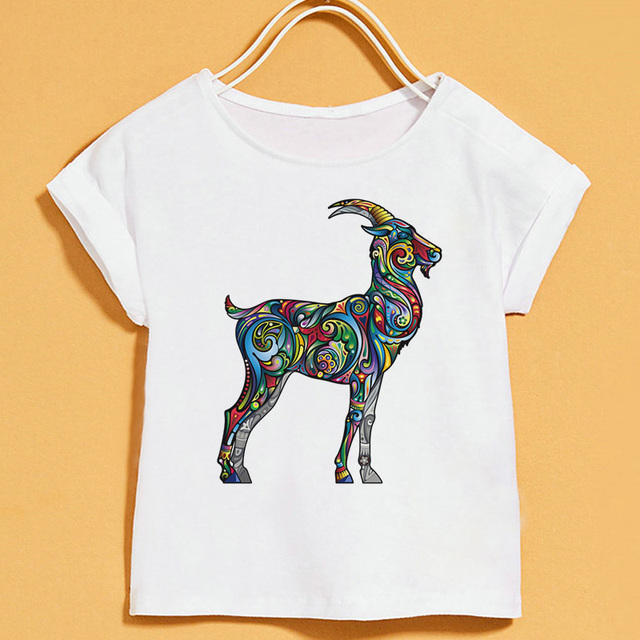 Nowy T-shirt dla dzieci | Lato 2019 | Zwierzęce nadruki | Dziewczęcy | Biały | Krótki rękaw | Okrągły dekolt - Wianko - 17