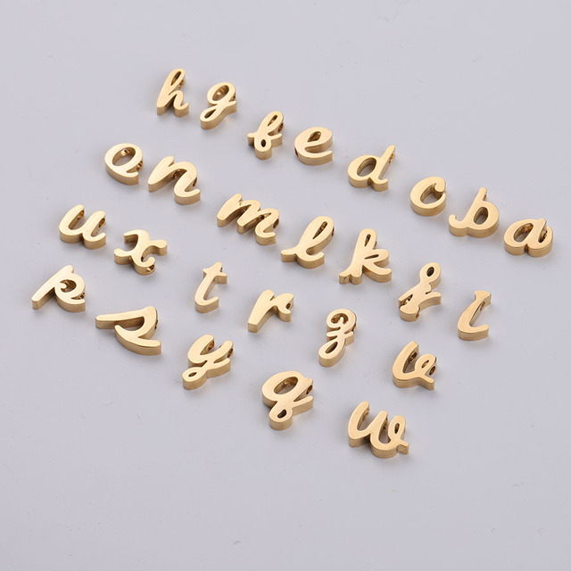 26 sztuk złotych/kolorowych stali nierdzewnych małych lusterek z wykończeniem w kształcie liter A-Z - biżuteria DIY dla kobiet - Wianko - 2