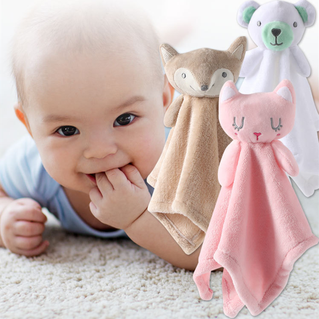 Pluszowy kocyk dla niemowląt z zabawkami, śliniakami i uspokajającym ręcznikiem polarowym - niedźwiedzie, króliki, lisy - Wianko - 1