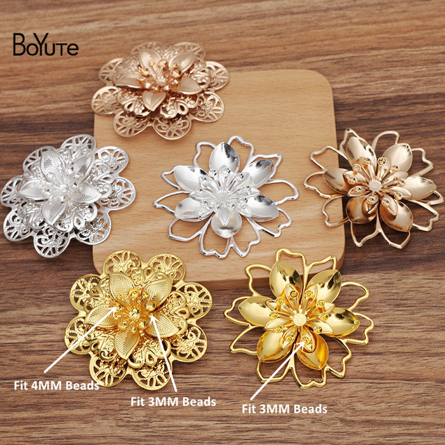 56MM Wielowarstwowy Metalowy Kwiatowy Materiał Bazowy Do Biżuterii DIY (20 Części/Partia) - BoYuTe - Wianko - 5