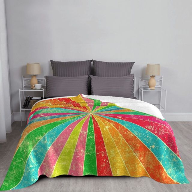 Flanelowy koc Rainbow - przenośny, super miękki, idealny na kanapę i do biura - wiosna/jesień - kolorowy - Wianko - 6