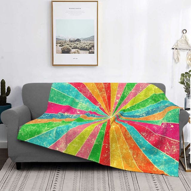 Flanelowy koc Rainbow - przenośny, super miękki, idealny na kanapę i do biura - wiosna/jesień - kolorowy - Wianko - 4