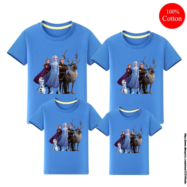 Nowy T-shirt Disney Frozen Elsa dla dzieci chłopców z okrągłym dekoltem, w letniej modzie, krótki rękaw, bawełna z kreskówkowym motywem - Wianko - 8