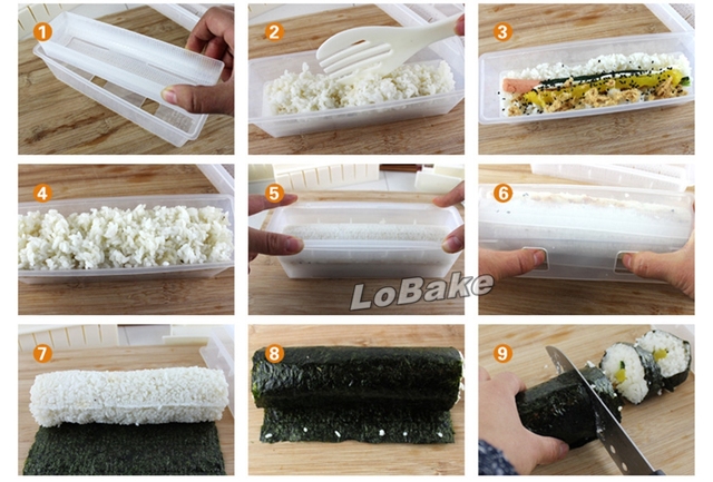Duży rozmiar wewnątrz 19*5cm z tworzywa sztucznego można rozdzielić rolki do robienia sushi zestaw form ryż rolki formy sushi bazooka do kuchni przybory kuchenne - Wianko - 16