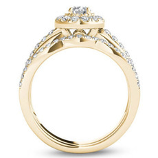 Pierścionek zaręczynowy Milangirl z wielowarstwowym kamieniem cyrkonowym w złotym kolorze - biżuteria ślubna dla nowożeńców - Wianko - 3