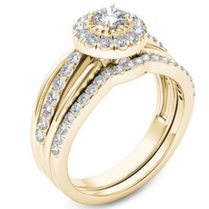 Pierścionek zaręczynowy Milangirl z wielowarstwowym kamieniem cyrkonowym w złotym kolorze - biżuteria ślubna dla nowożeńców - Wianko - 2
