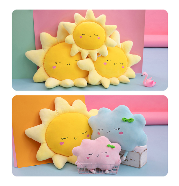 Mięciutka poduszka dla dzieci - Cartoon słońce chmura poduszka pod szyję - prezent dekoracyjny dla dziewczynek - Wianko - 2