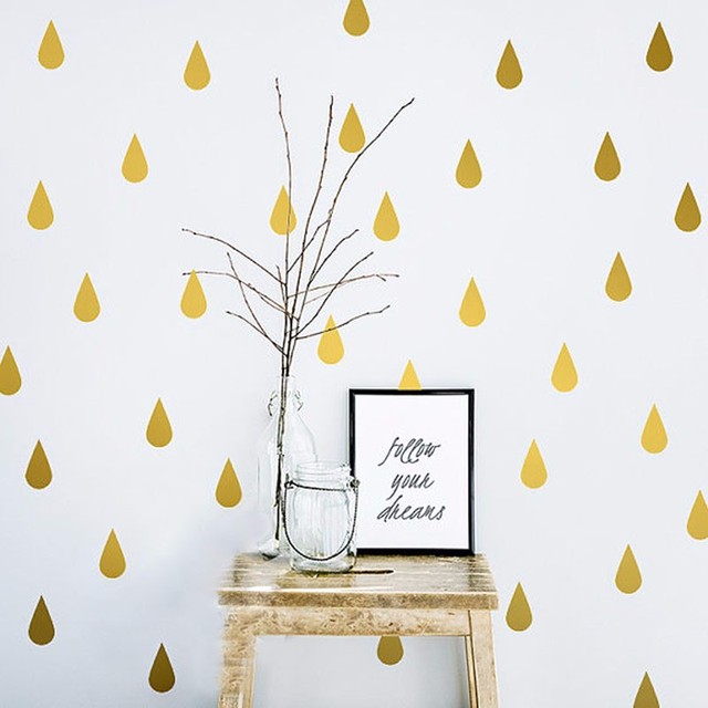 Złote krople deszczu - 20 sztuk naklejek ścienne do dekoracji pokoju dziecięcego i sypialni - Wianko - 7