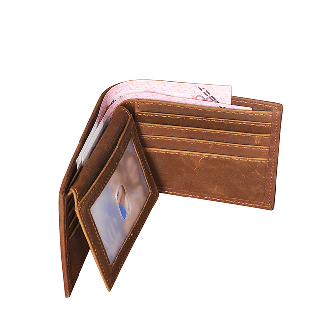 Skórzany portfel męski - cienki i elegancki, z drukiem poziomym - Wianko - 3