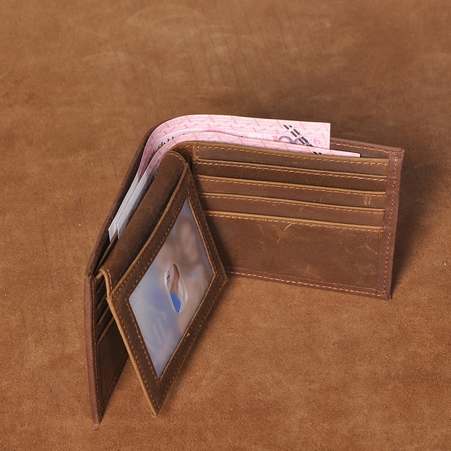 Skórzany portfel męski - cienki i elegancki, z drukiem poziomym - Wianko - 4