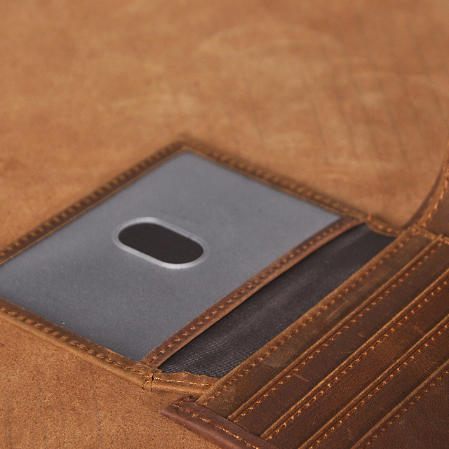 Skórzany portfel męski - cienki i elegancki, z drukiem poziomym - Wianko - 12